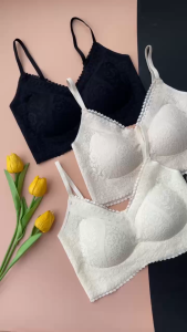 Áo Bra Ren 2 Dây Mẫu Mới 2025 Có Mút Ngực Phối Viền Hoa Lưng Thun YiOn Underwear BRA18