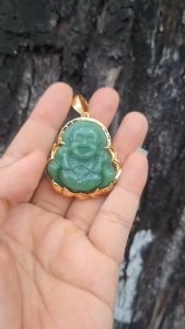 Mặt Dây Chuyền Di Lặc Đá Huyền Thạch Xanh M01300623 - Dùng bền màu không đen rỉ