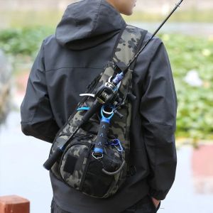 Men Fishing Tackle Bag Tactical Sports Waist Pack Fishing Gear Storage Chest Bags Outdoor Waterproof Crossbody Bag Packs