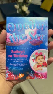 Oneder the Sea Invitation - Mermaid theme Invite - Girl 1st Birthday - Customized - Personalized - 3R - 4R - 5R