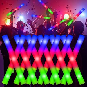 10PCS Sponge Glow Stick Light Up Neon Fluorescent LED Flashing Bar for Event Support and Cheer Night Party Light Stick