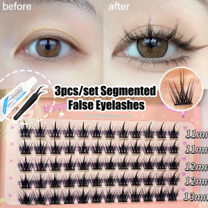 11/12/13mm Segmented Self Extensions False Eyelashes Simulation Natural Eye Lashes Women 3PCS Set Charming Big Eyes Makeup Tools