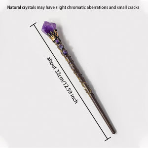 1pc Natural Amethyst Crystal Tower Magic Wand Handmade DIY Crystal Wizard Scepter Christmas Cosplay Fairy Wand Prop
