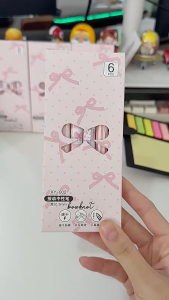6Pens/set Pink Bow Gel Pen Quick Drying 0.5mm Neutral Pen Black Pen Student Cartoon Printing Pen