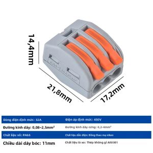 JINH 20 Cái 3 Cổng Đầu Nối Dây Điện Nhanh Mini Đầu Nối Dây Cáp Kẹp Cáp 1in 2 Out Dễ Dàng Lắp Đặt Cho Dây 008-4mm²