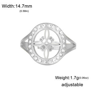 Skyrim Witchcraft Witch Knot Clear Zircon Round Ring Stainless Steel Gold Color Adjustable Finger Rings Vintage Amulet Jewelry