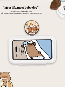 Bathroom Phone Holder Waterproof Suction Cup Wall Mounted Detachable Touch Screen Rotatable Cute Cartoon Style ABS Plastic