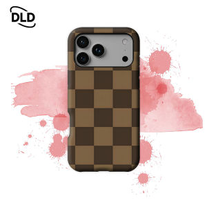 Brown Two Tone Checker For Magnetic Phone Case for IPhone 17 16 15 14 13 Pro Max Plus Single Double-layer tough Case