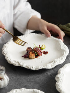 YOGEHOME | Rock Texture Ceramic Shallow Plate for Home Use