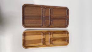 Dĩa chữ nhật chia ngăn gỗ tràm tiện dụng – Gỗ tự nhiên an toàn dùng ăn sáng trái cây đồ khô cực tiện