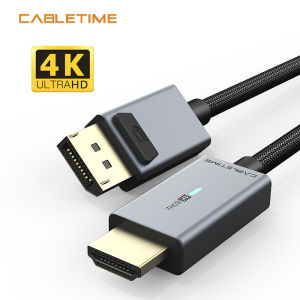 Cabletimes | CABLETIME 4K 60HZ DisplayPort to HDMI Cable DP to HDMI Cable Converter DP1.2 for HDTV Projector Laptop PC DP to HDMI Cable