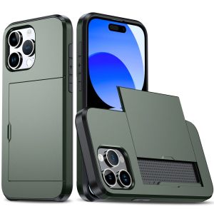 Case For iPhone 17 Pro Max 16 Pro Max 17e 15 14 13 12 11 Wallet Card Holder Slide Slot Slim Hard PC Heavy Duty Protective Covers