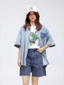URLAZH | Vintage Washed Blue Leisure Shirt