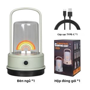 1 Đèn LED Sạc Đèn Ngủ Cầu Vồng Đèn Bàn USB Khí Quyển Đèn Lồng Với 4 Chế Độ Đầu Giường Đèn Trang Trí Cho Phòng Ngủ Nhà