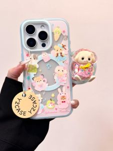 Cute 3D Silicone Raincoat for iPhone 16 pro Max 15 New Model 15 pro Max Womens 16 Two-In-One 13PM Apple Phone Case with Stand