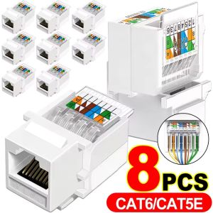 8Pcs RJ45 Cat5e Cat6 Jack Connector Adapter Network Modules For Wall Plate Wisted Pair RJ-45 Internet Network Ethernet Lan Cable