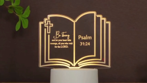 3D LED Night Light Jesus Angel Cross Bible Acrylic Lamp USB Plug 7 Colors Remote Control Wooden Base Bedroom Church Home Decor Christian Baptism Christmas Birthday Gift Lamp