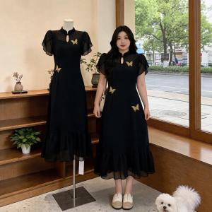 Chic Traditional Style Cheongsam Dress Large Size Flattering Bow and Embroidery