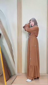 NAZIRA ABAYA (LABEL SAVNA) | ABAYA TURKEY POLOS FULL PAYET (BUKAN BORDIR)