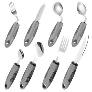 4Pcs Anti-Shake Adaptive Tableware for Hand Tremors Elderly Hand Rehabilitation Patient Stainless Steel Knife Fork Spoon Utensil