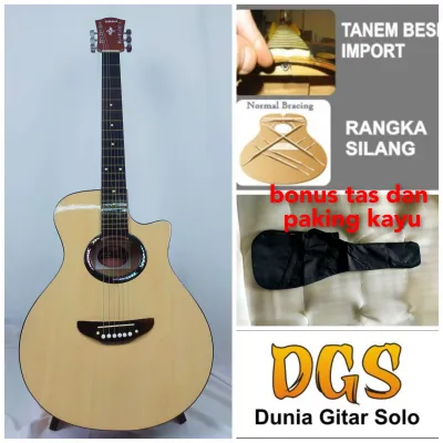 gitar akustik tanem besi pemula gitar apx tanem besi bonus banyak paking kayu