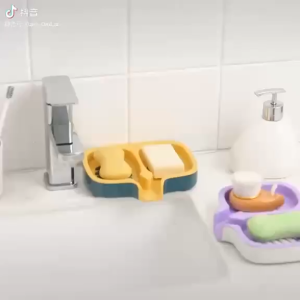 sn.226 1pc Double-layered Soap Dish with Fast Drainage Dual Compartment Soap Holder