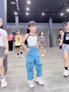 Set Bộ Thể Thao Áo Dây Croptop Quần Jogger Rằn Ri Tập Nhảy Hiện Đại TikTok ZumBa Cho Bé Gái 10-48kg FA079