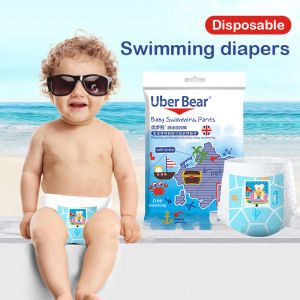 KUCHAR 3/10PCS Uber Bear Disposable Swimming Diaper For Baby Boys Girls Cartoon Leakproof Ultra Thin Elastic Swimming Trunks