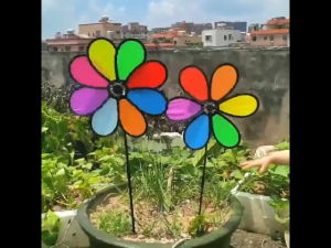 2pcs Colorful Flower Windmill Wind Spinners Garden Pinwheels Yard Outdoor Decor