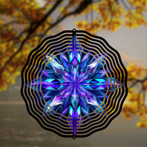 Mancor 3D Metal Wind Spinner for Outdoor Garden Mandala Kinetic Sculpture with Light Catching Battery-Free Lawn Patio Decor