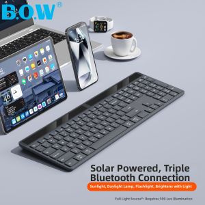 B.O.W | Solar Charging Triple-Bluetooth Universal Office Keyboard