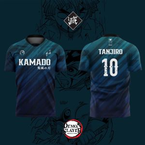 Bandai | 2026 Bandai Demon Slayer Anime TANJIRO NO.10 3D Print Football Jersey for Mens Tshirt Summer Sports Casual Tees Kids/Adult Y2k