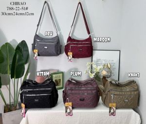 Tas Selempang Wanita Chibao Kanvas BORDIR 7Sleting CB788-51