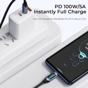 NNBILI 120W USB Type C Cable 6A LED Digital Display High-Speed Wire for Xiaomi POCO Huawei USB C Charger Data Cord 1m 1.5m 2m