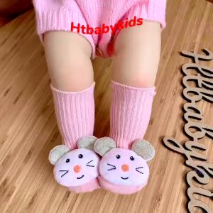 Tất Trẻ Em Hình Thú Cao Cổ 100% Cotton Chống Trơn Trượt