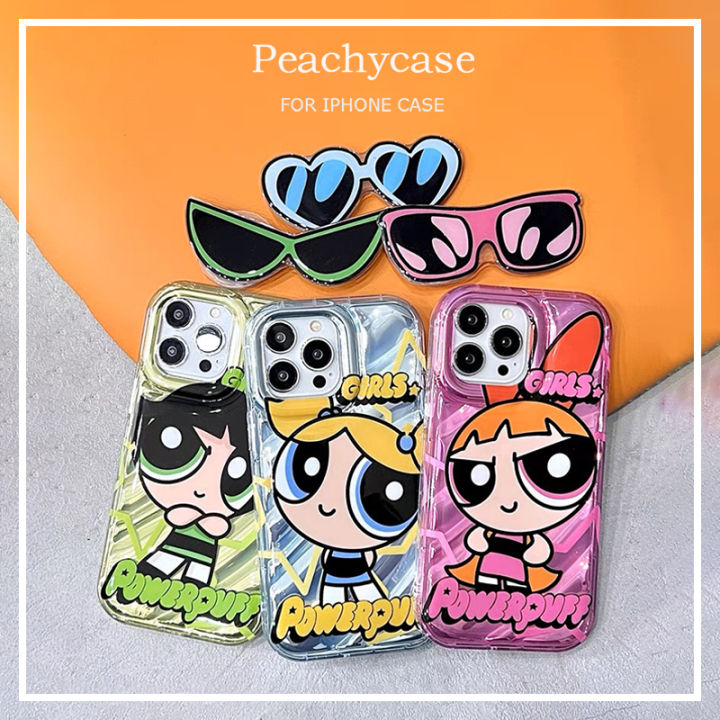 Funny Powerpuff Girls Sunglasses Holder Stand Phone Case Compatible for iPhone 14Plus 13 12 11 Pro Max Xr Xs Xsmax 7 8 Plus Back Cover TPU Shockproof Casing Lazada