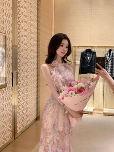 Syqiao Purple Jade Light Luxury Silk Dress with Collar And Lotus Leaf Edge A-Line Long Dress Soft And Comfortable Summer Dress