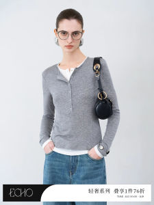 Elegant Knitted round Neck T-Shirt by Fensi Lanen Spring 2025 Collection Long Sleeve Comfortable Fit Pure Color Fashion Top
