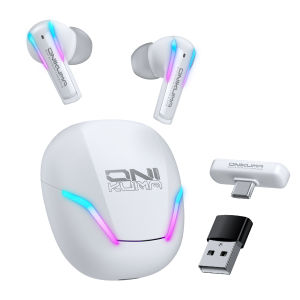 ONIKUMA | ONIKUMA T27 Wireless Gaming Earbuds Dual Mode 2.4GHz Low Latency Bluetooth 5.3ENC Mic RGB Light USB C Dongle for PS5 PC Mobile