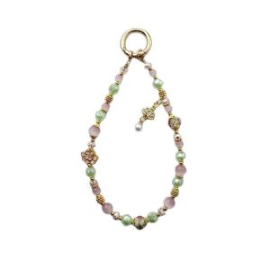 Chinese style phone case hanging chain alloy lotus handmade bead cat eye stone pendant glass flower crystal bag decoration