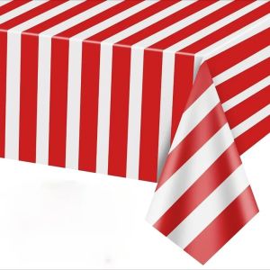 1/2pcs 137x274cm Blue White Striped Plastic Tablecloth Rectangle Table Cover for Beach Party Kitchen Dining Decor
