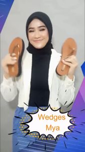 Sandal Wedges Wanita Mya By Jos Collection - Tali Kuat, Alas Karet, Tinggi 4 cm - Ukuran 36 s/d 40 (1kg = 4 Pasang)