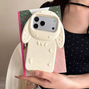 EOENKK | Cute 3D Big Ear Carrot Rabbit Silicone Phone Case For iPhone 16 17 Pro Max 16 Plus Cartoon Shockproof INS Style Girls Back Cover
