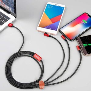 BASEUS MVP 3-In-1 Charging Cable Anti-Breaking Phone Game 3.5A USB for OS Device+Micro+Type-C Device 1.2M

