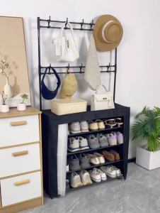 YONEZAWA Multi-Layer Dust-Proof Shoe Rack Hat Coat Stand Simple Assembly Required Storage Furniture for Renters Compact Entrance Design