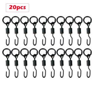 Hirisi 20pcs Fishing Swivels Snaps with Solid Rings Quick Change Snap Swivels for Carp Fishing AE008
