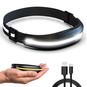 Portable Rechargeable COB Headlamp 4 Modes Outdoor Battery Level Display Fishing Headlight Red And White Dual Light Sources