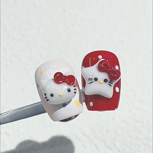 Sanrio แม่พิมพ์เล็บลาย Hello Kitty แม่พิมพ์ซิลิโคน3D รูปโบว์ลายการ์ตูนทำจากซิลิโคนแบบ DIY แม่พิมพ์ซิลิโคนนิ่มแกะสลักรูปเล็บมีเสน่ห์