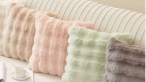 Plain Bubble Furry Fluffy Throw Pillow Case zipper Sofa Cushion Cover AB Style 42x42 Solid Color CASE ONLY