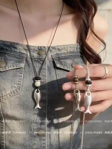 Luxury Elegance Matte Fish Pendant Long Necklace